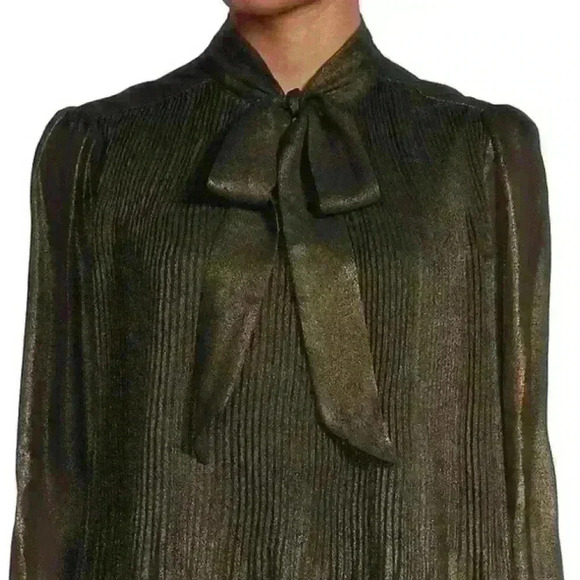 NWT Nanette Lapore pleated metallic shimmer high neck top item#9Z - Picture 3 of 11